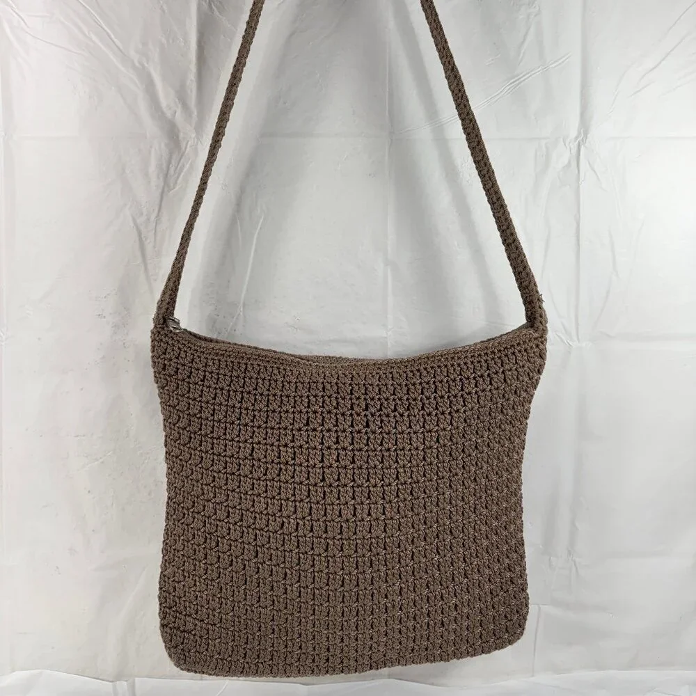 Jacqueline Ferrar taupe Brown Crochet Shoulder Bag
